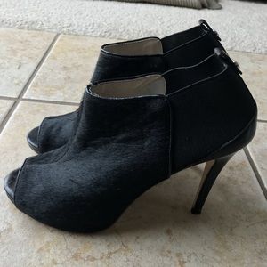 Michael Kors peep toe calf hair booties